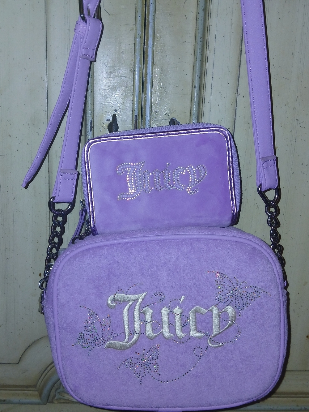 Juicy Couture Lilac Suede Crossbody Bag with Matching Wallet